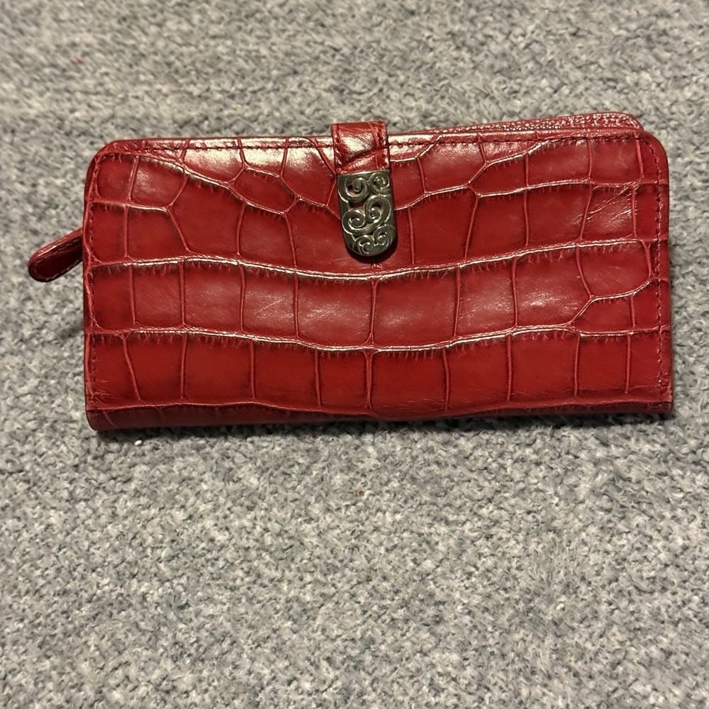 Vintage Classic Brighton Red Crocodile Embossed Leather Wallet
